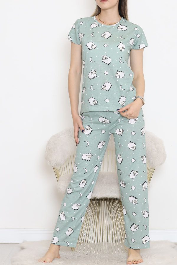 Desenli Pijama Takımı Mintbeyaz - 130.1287. - Görsel 5