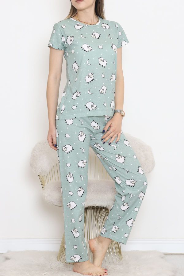 Desenli Pijama Takımı Mintbeyaz - 130.1287. - Görsel 6