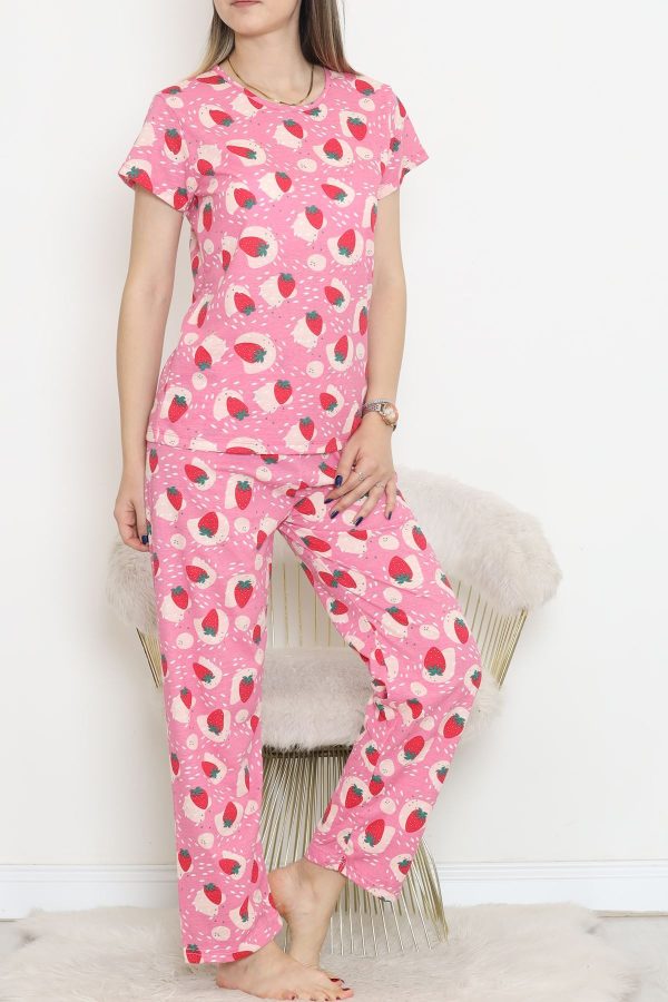 Desenli Pijama Takımı Pembe - 130.1287. - Görsel 6