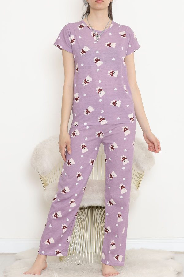 Desenli Pijama Takımı Lila - 130.1287.