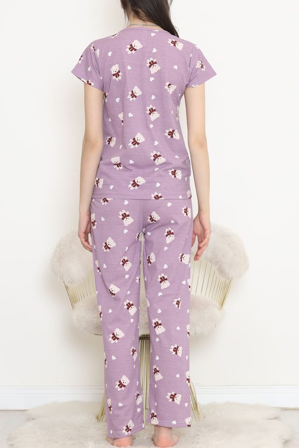 Desenli Pijama Takımı Lila - 130.1287. - Görsel 6